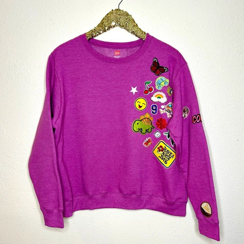 Wild Arrow Patch Lilac Purple Crew Pullover Sweatshirt XL